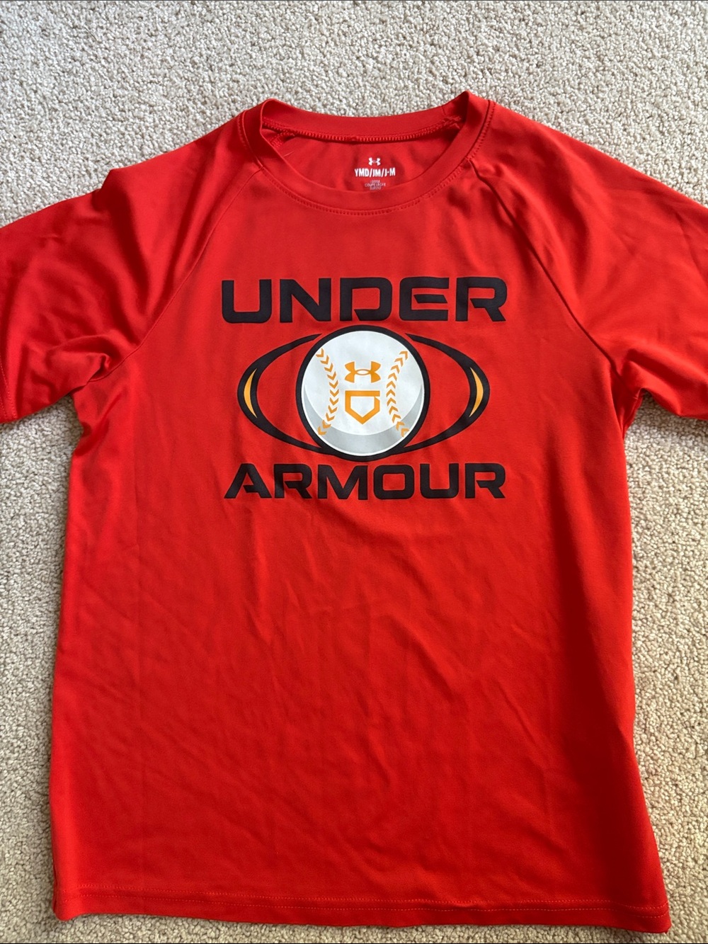 Under Armour Orange Boy’s Short Sleeve Athletic Tee with Logo Graphic